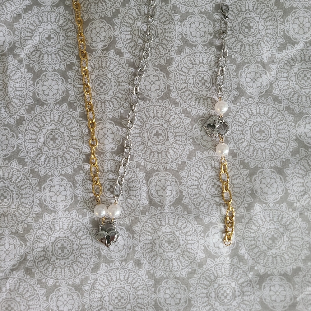 Two tone jewelry set